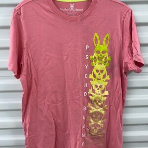 Psycho Bunny Pink Tee with Neon Graphic